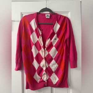 Lacoste Pink and Orange Argyle Sweater